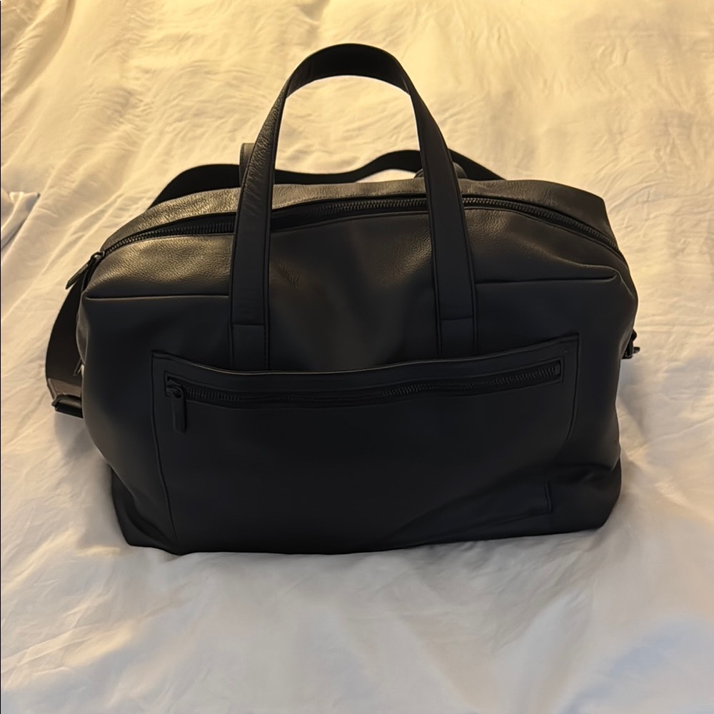 AWAY Black Leather duffle/weekender